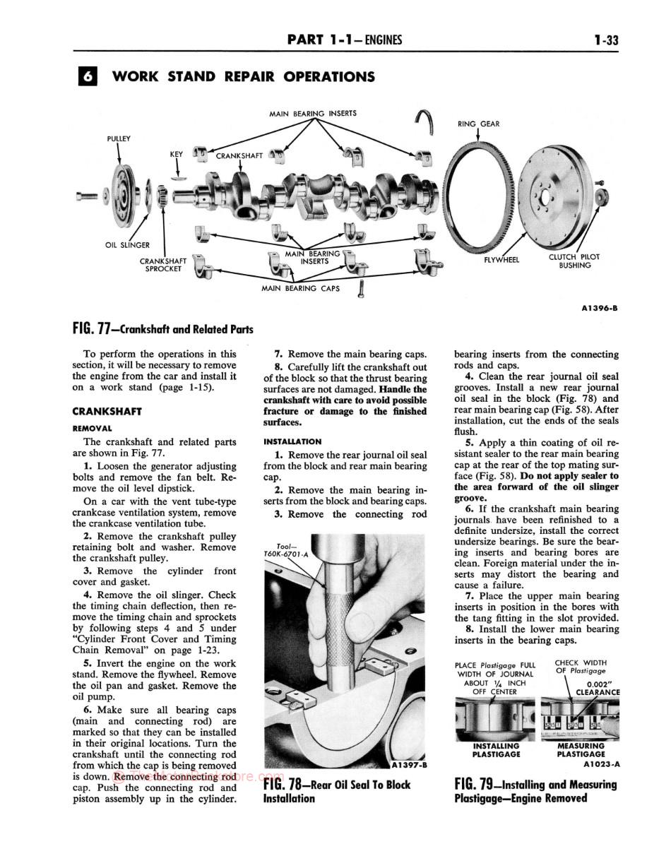 1961 Ford Falcon Shop Manual - Crankshaft Removal Sample Page