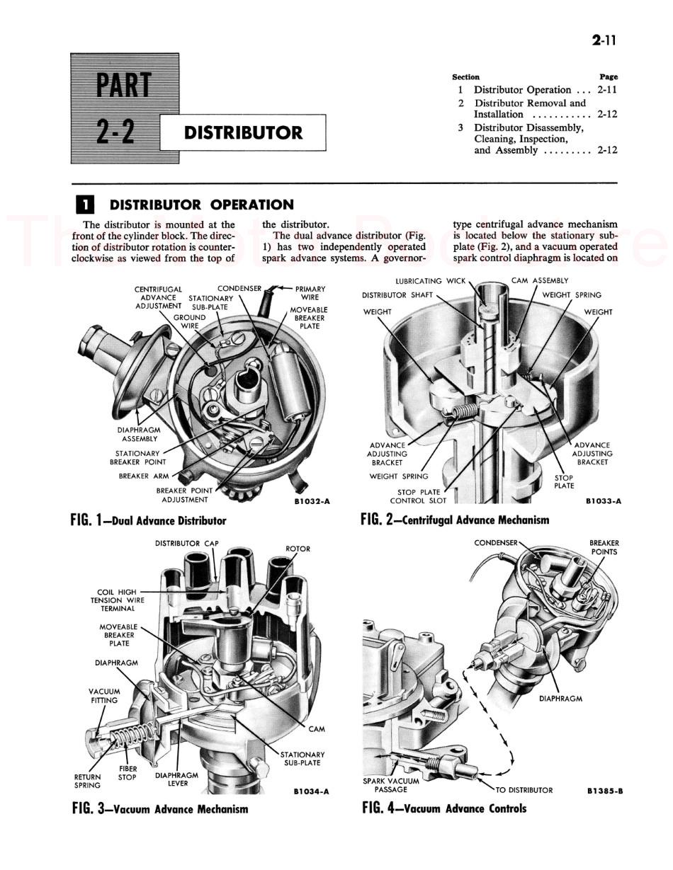 1961 Ford Thunderbird Shop Manual Sample Page - Distributor