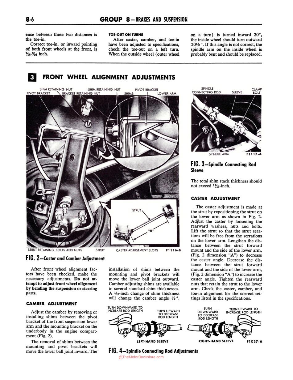 1962 -1963 Ford Thunderbird Shop Manual Sample Page - Front Wheel Alignment Section