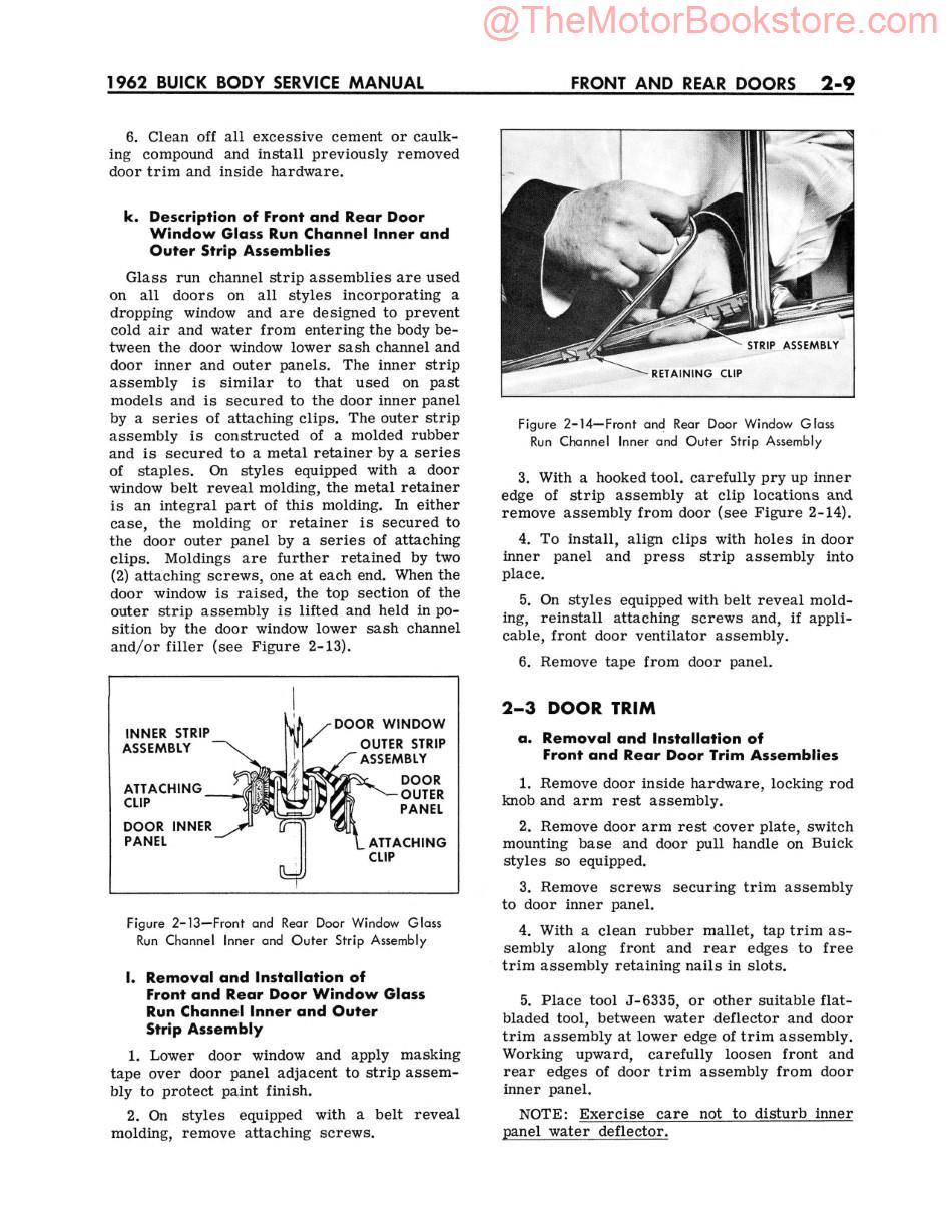 1962 Buick Body Service Manual Sample Page - Front and Rear Doors 1962 Buick Body Service Manual Sample Page - Front and Rear Doors