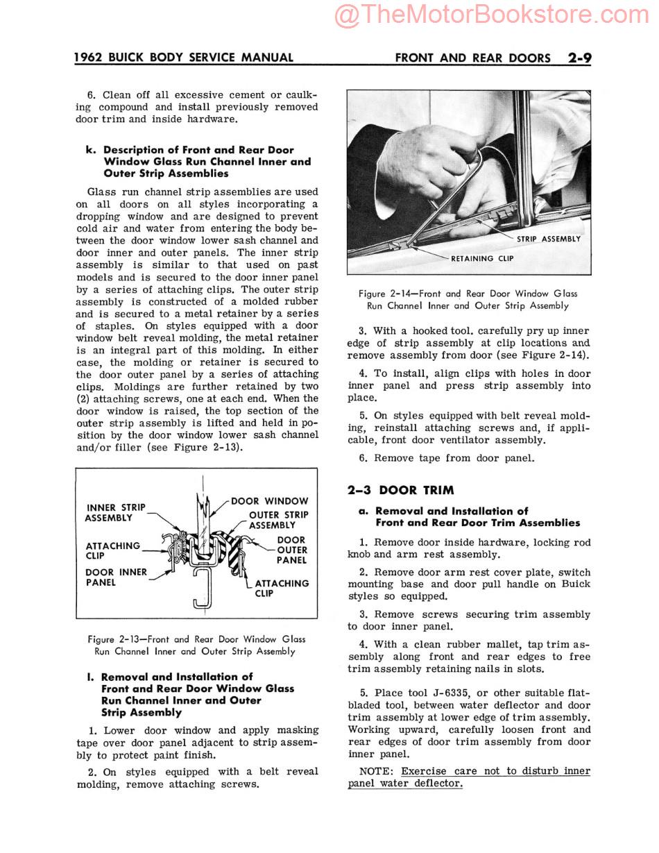 1962 Buick Body Service Manual  Sample Page - Front and Rear Doors