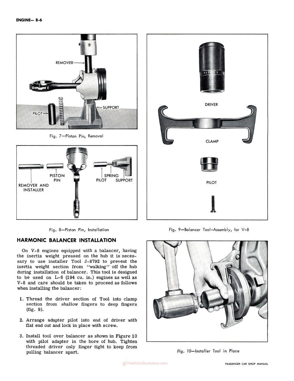 1962 Chevy Car Shop Manual Supplement Sample Page - Engine Section