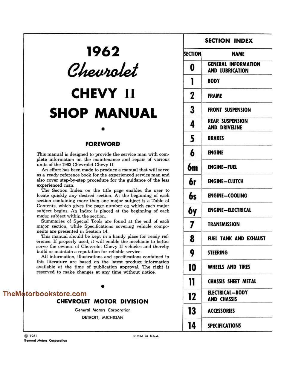 1962 Chevy II Passenger Car Shop Manual
