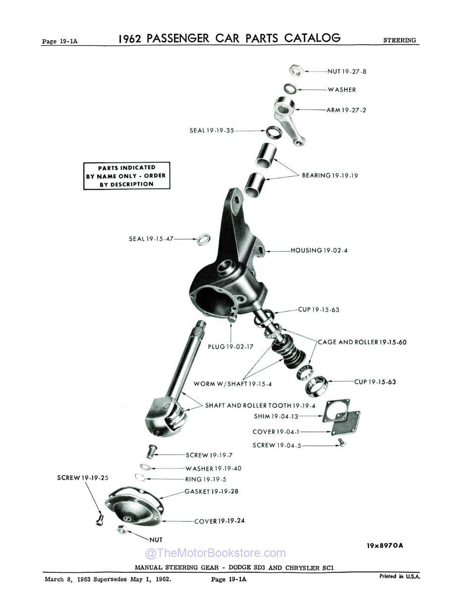 1962 Mopar Parts Parts Catalog Sample Page - Manual Steering Gear