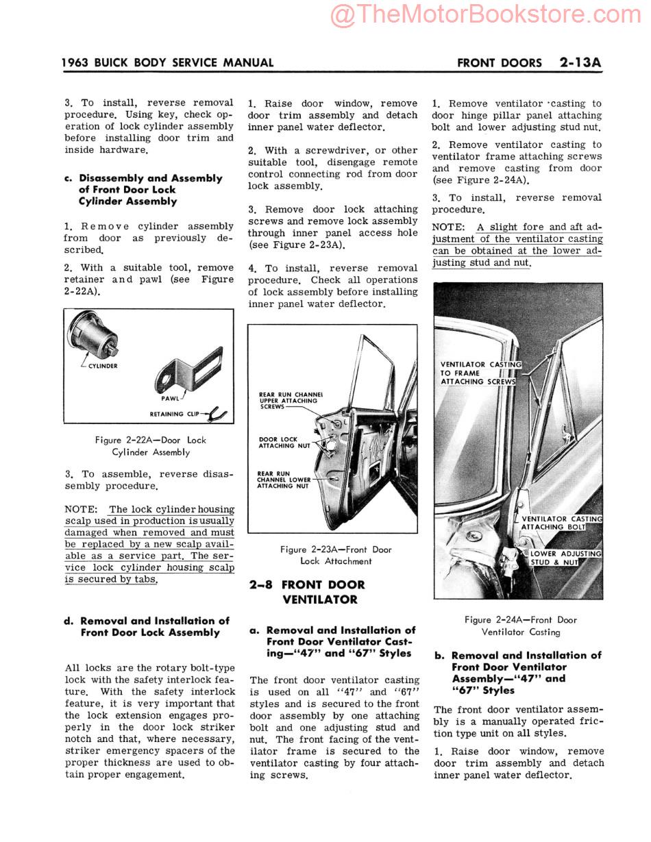 1963 Buick Body Service Manual  Sample Page - Front Doors