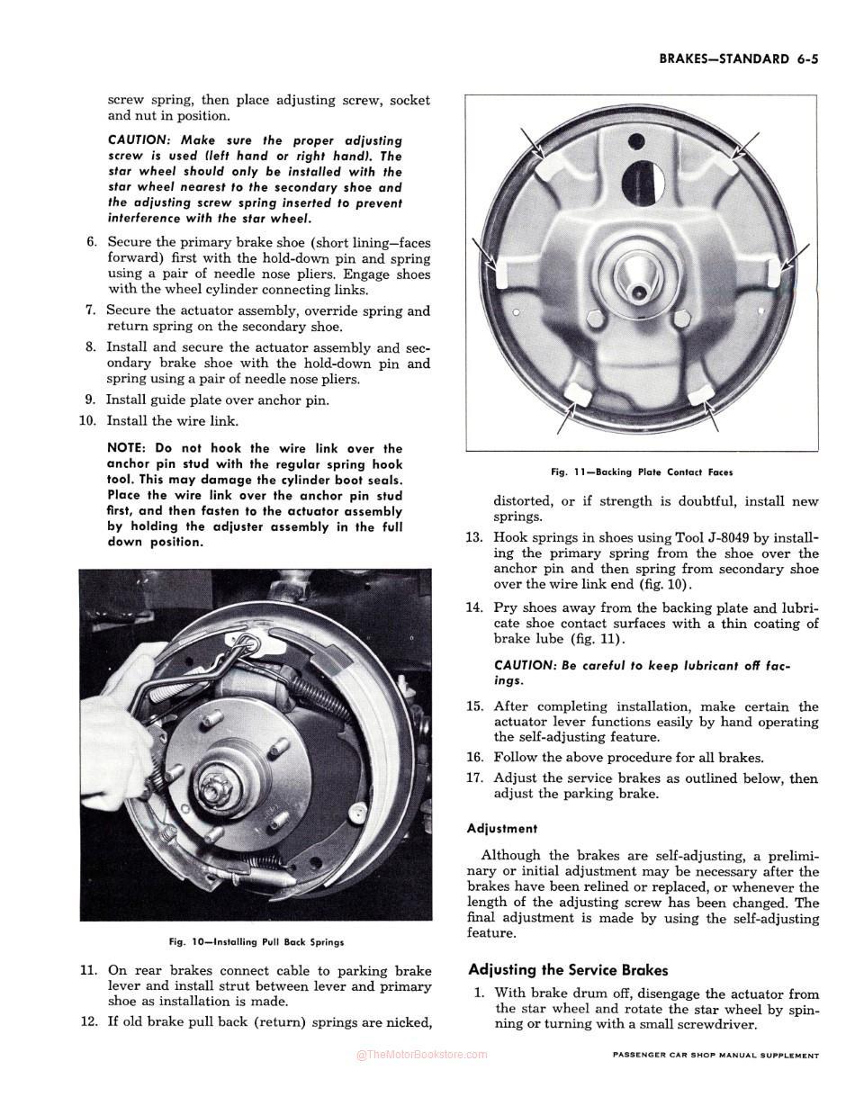 1963 Chevy Car Shop Manual Supplement Sample Page - Brake Section