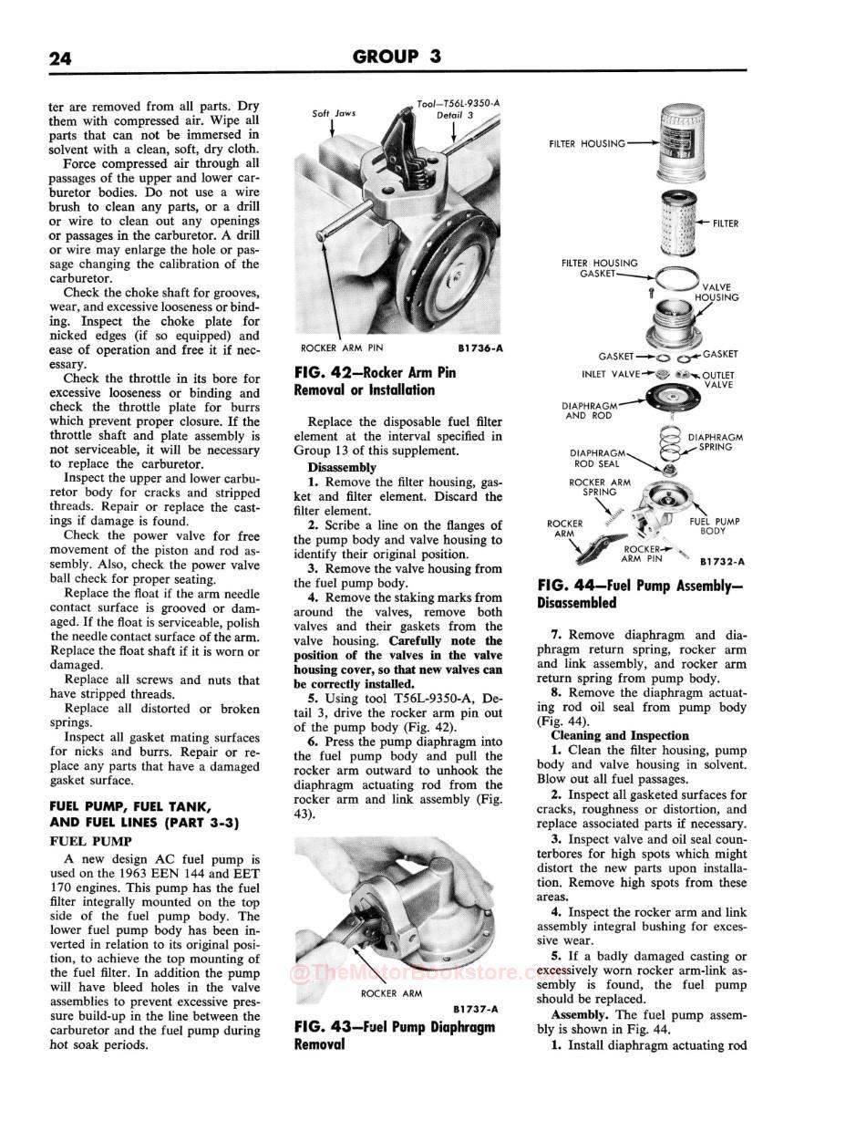 1963 Ford Falcon / 1962-63 Mercury Comet Shop Manual SupplementSample Page - Fuel Pump