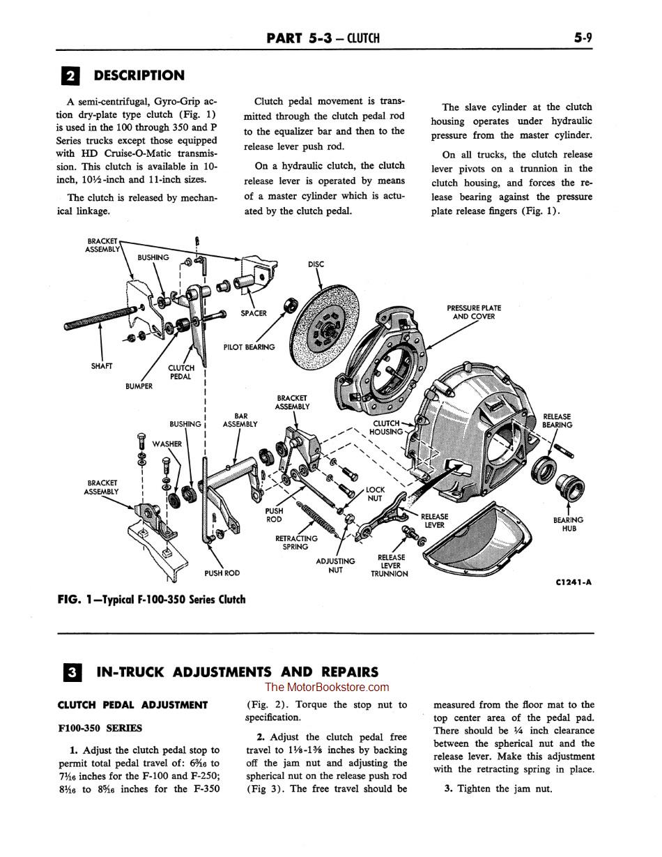 1964 Ford Truck 100-350 Shop Manual Sample Page - Clutch