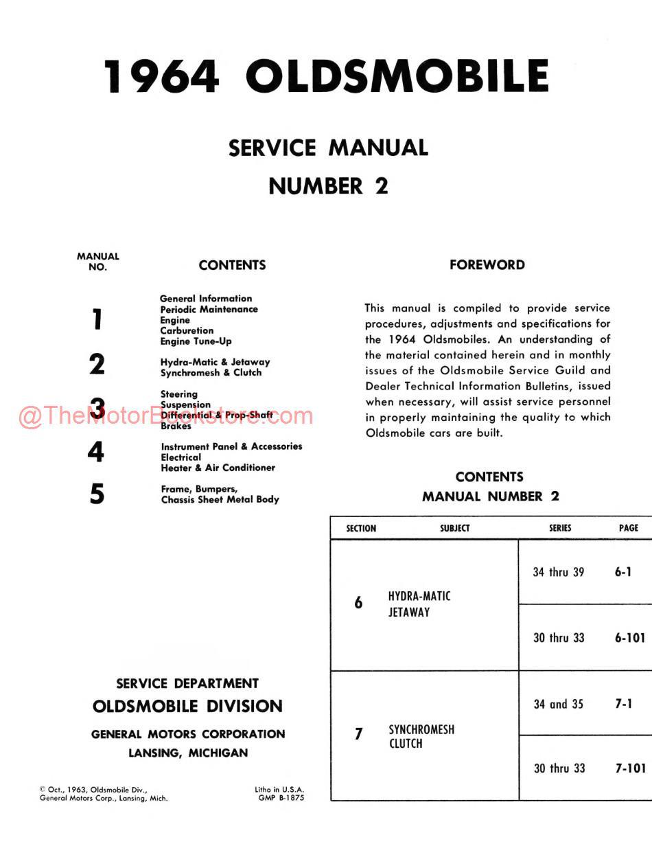 1964 Oldsmobile Shop Manual - Volume 2