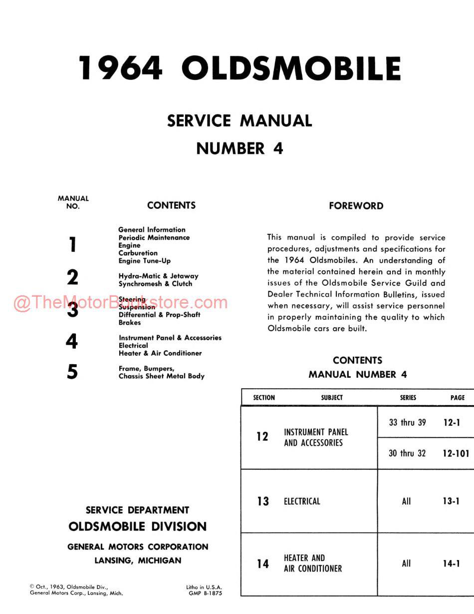 1964 Oldsmobile Shop Manual - Volume 4