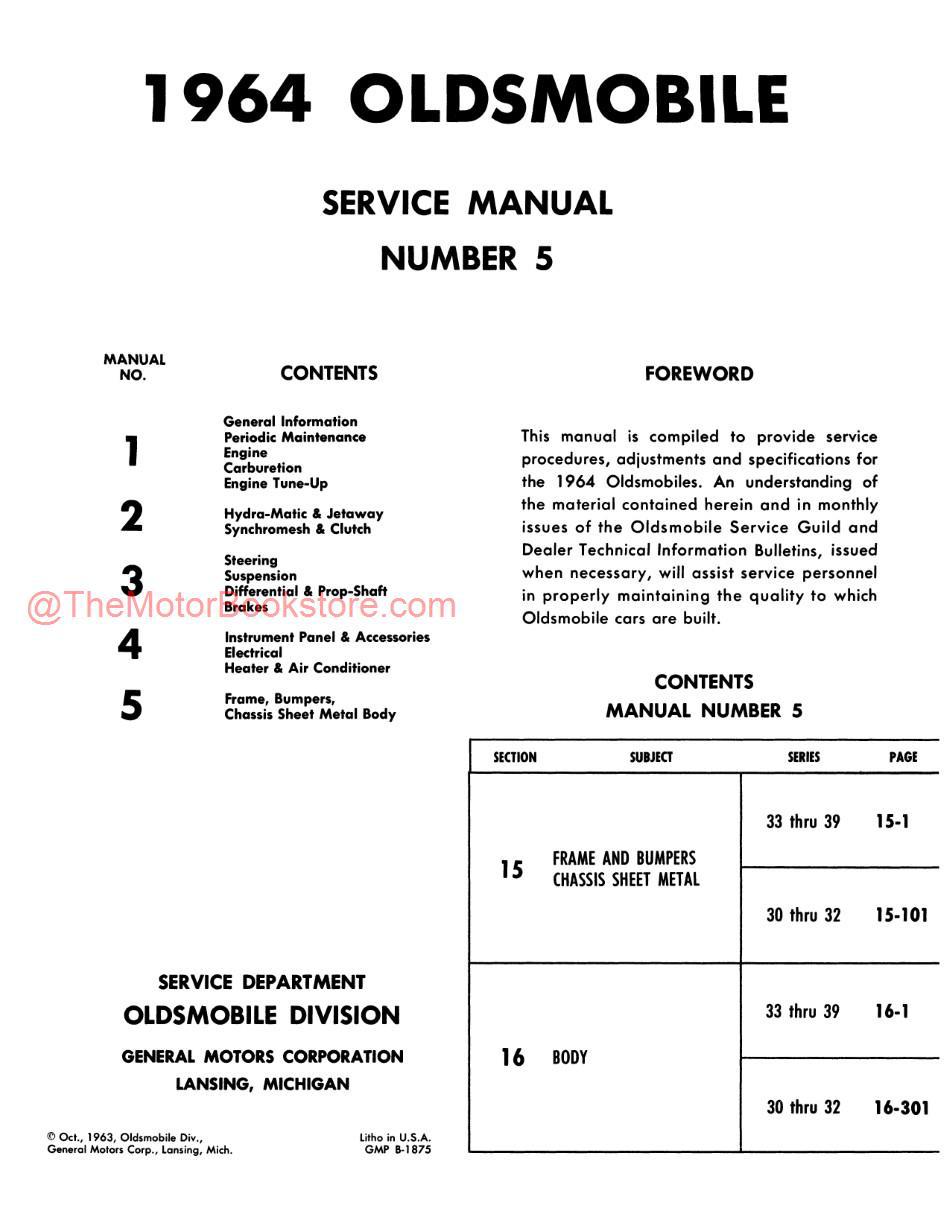 1964 Oldsmobile Shop Manual - Volume 5