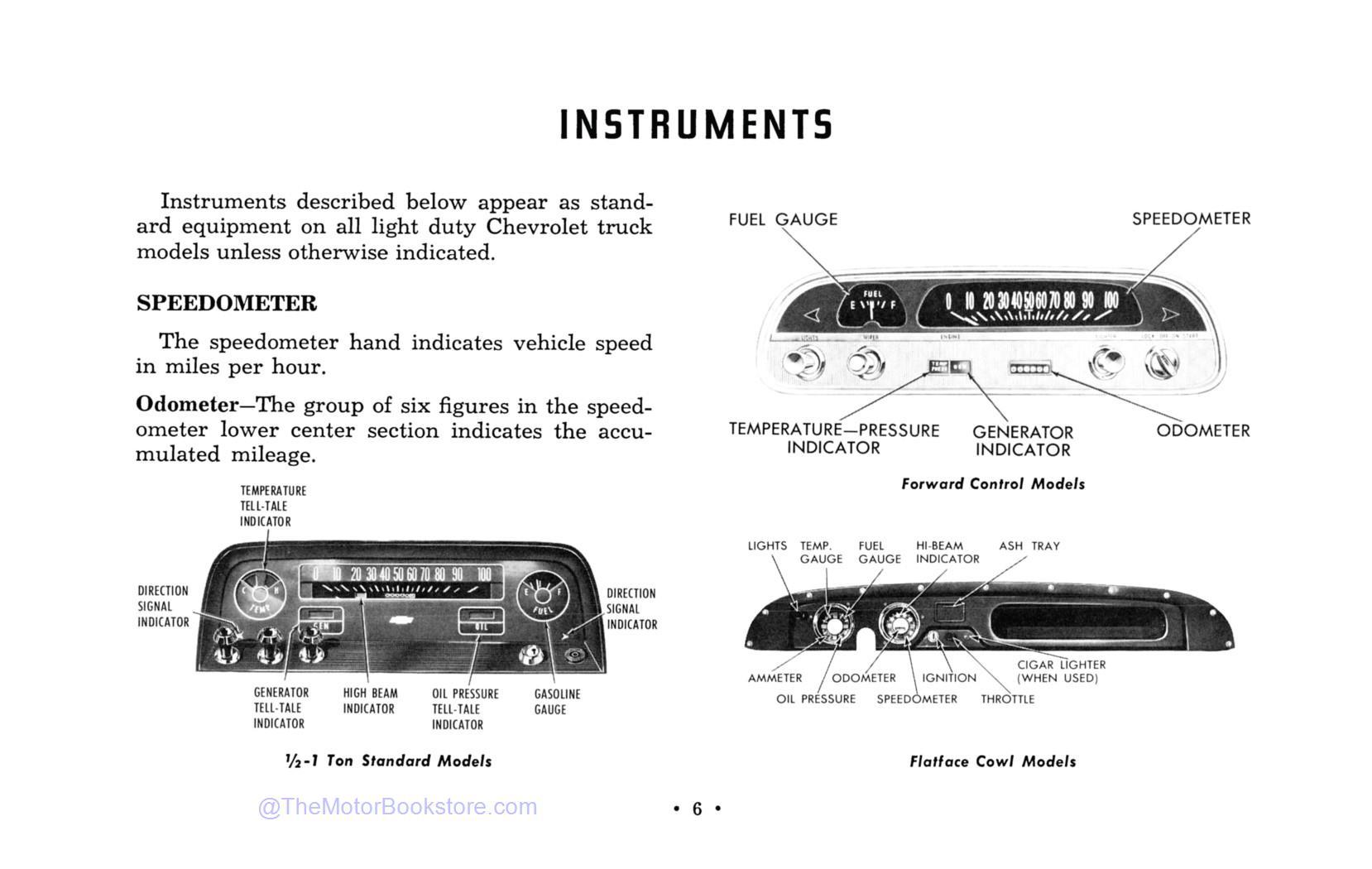 1965 Chevrolet Series 10-30 Truck Owner's Manual  - Table of Contents - Sample Page