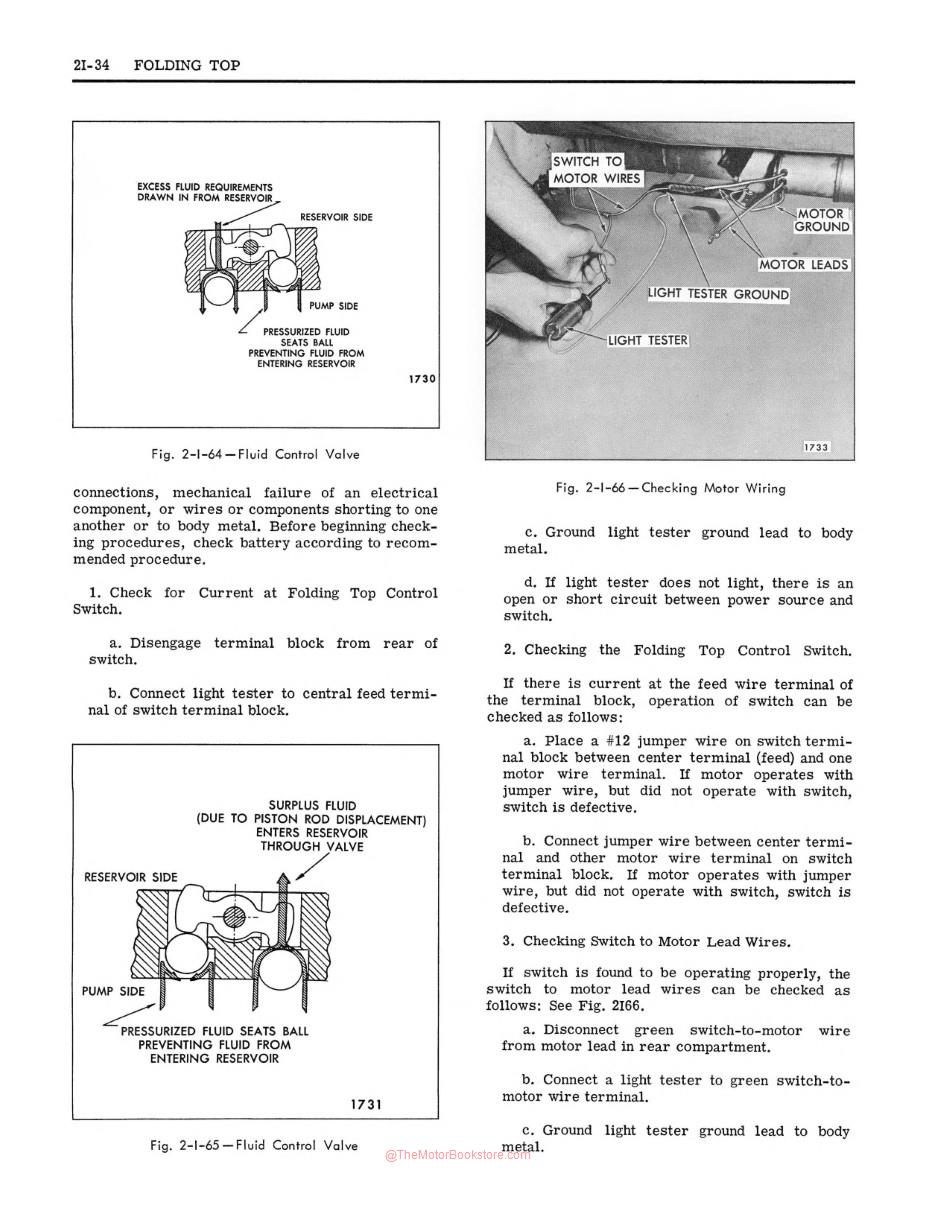 1965 Chevy Car Body Shop Manual Sample Page - Folding Top