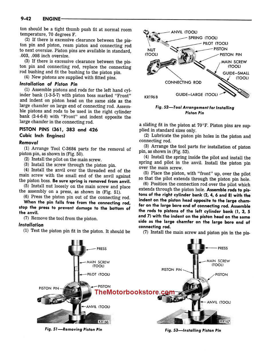 1965 Dodge Dart Coronet Shop Manual Sample Page - Engine