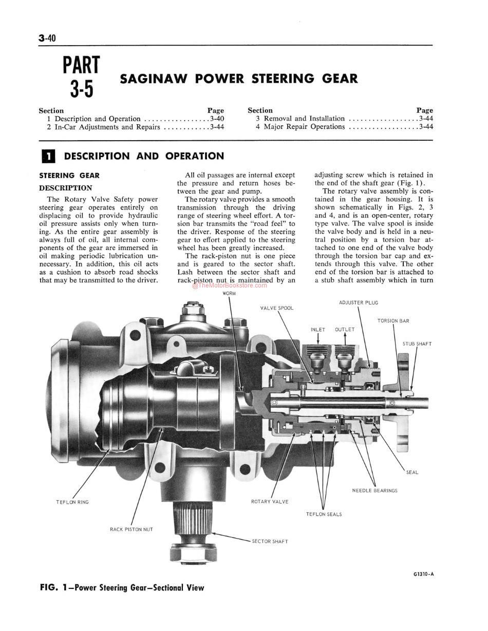 1965 Ford / Mercury Shop Manual Sample Page - Power Steering Gear