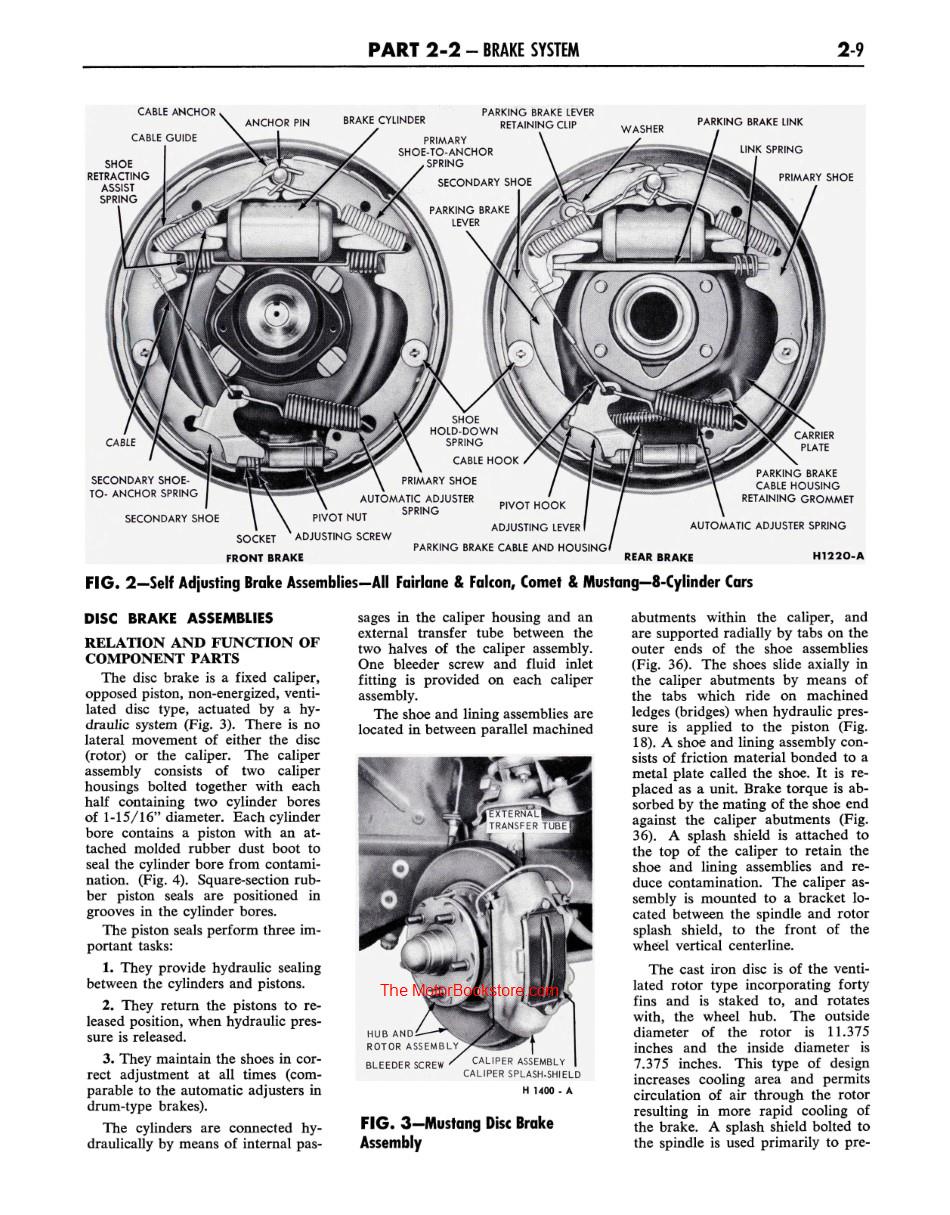 1965 Ford Mustang Shop Manual Sample Page - Brakes