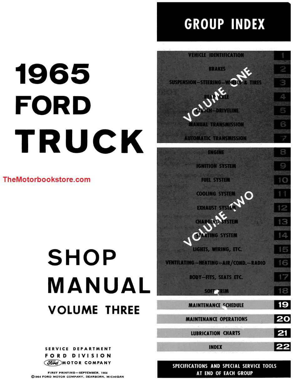 1965 Ford Truck Shop Manual - Table of Contents Page 1