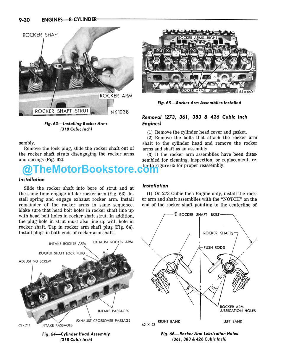 1965 Plymouth Shop Manual Sample Page - Engine