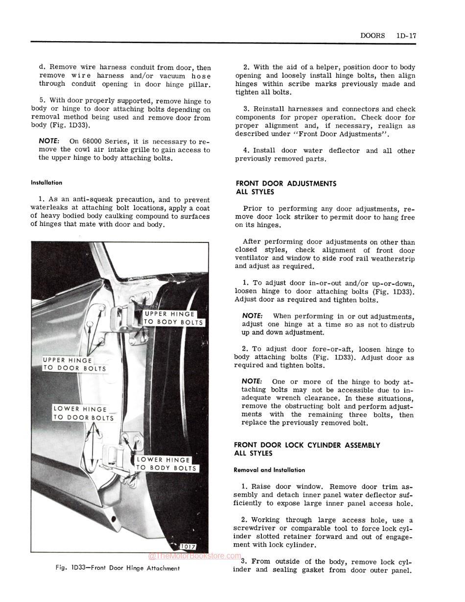 1965 Pontiac Shop Manual Sample Page - Doors