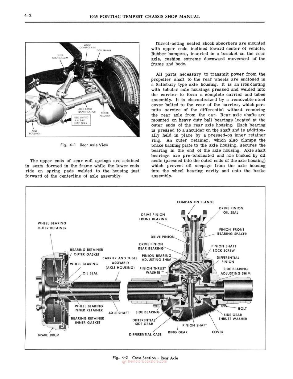 1965 Pontiac Tempest Chassis Shop Manual Sample Page - Rear Axle Section