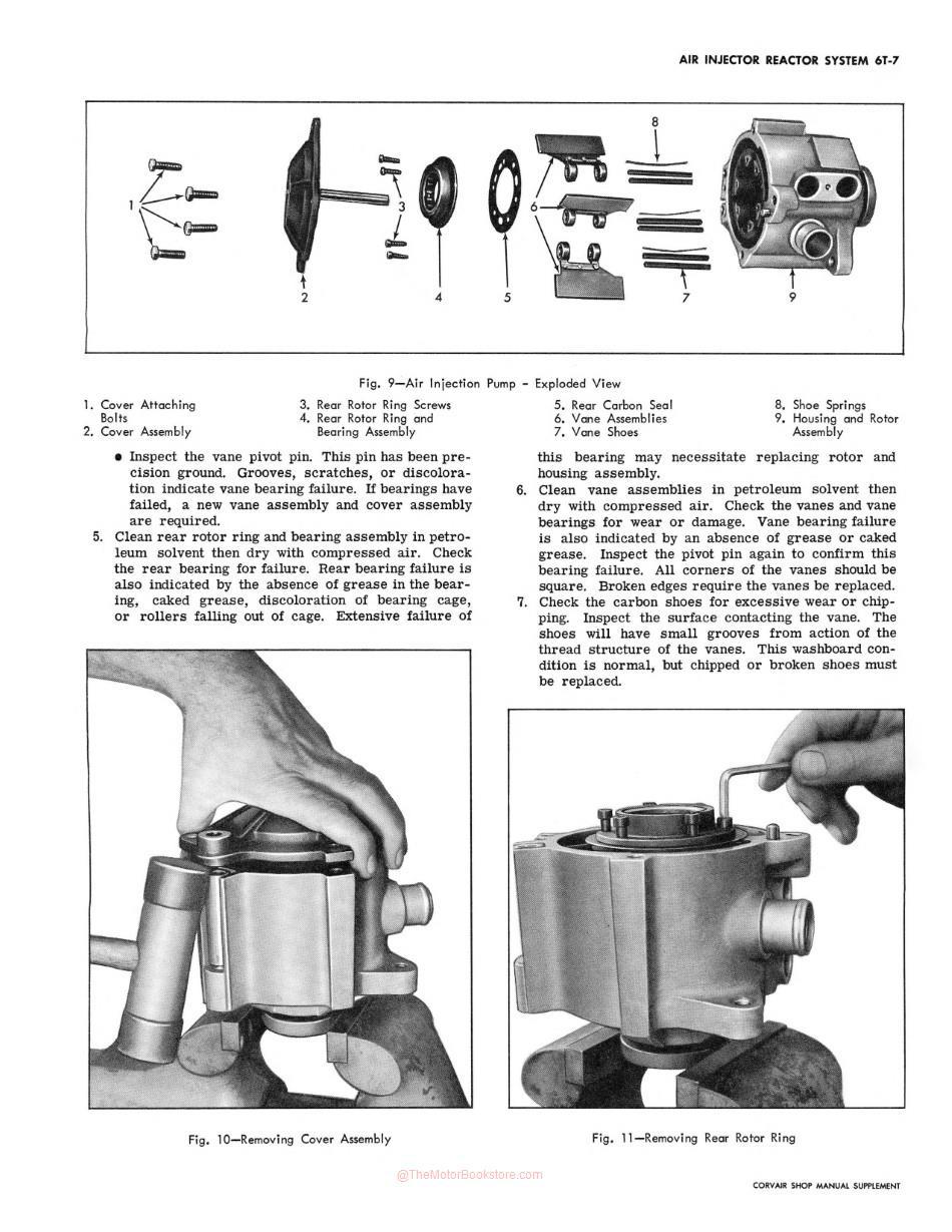 1966 - 1969 Chevrolet Corvair Shop Manual Supplements Sample Page - Air Injector Reactor System