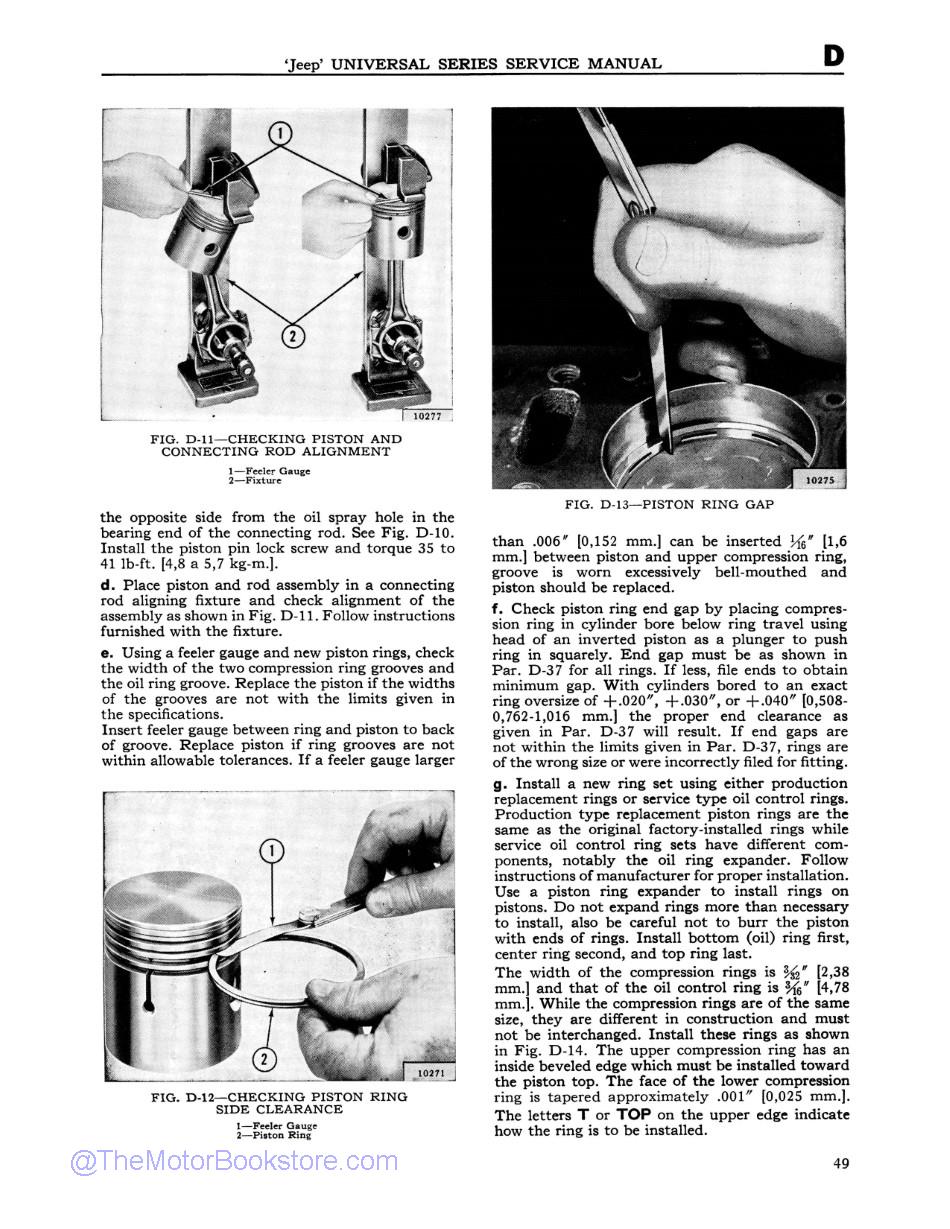 1966 - 1971 Jeep CJ Shop Manual Sample Page  - Piston