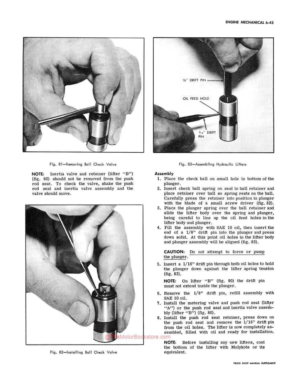 1966 Chevy Truck Shop Manual Sample Page - Hydraulic Lifter Section