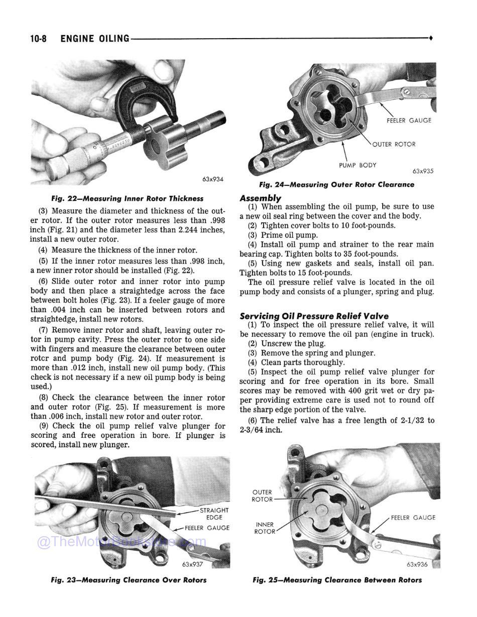 1966 Dodge Truck 100-800 Shop Manual Sample Page  - Engine Oiling Section