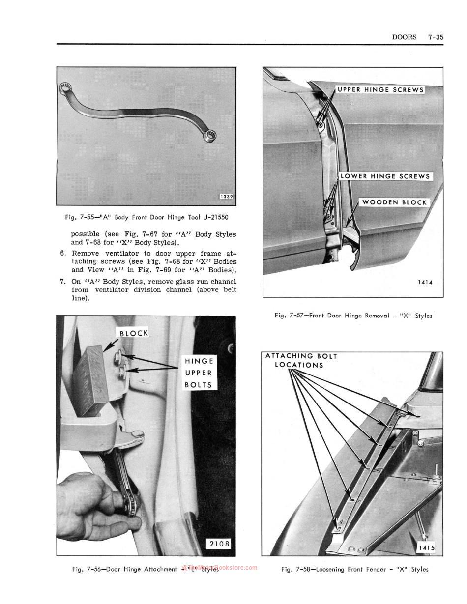 1966 Fisher Body Shop Manual Sample Page - Doors Section