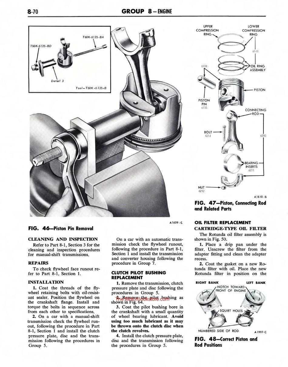 1966 Ford Mustang Shop Manual Sample Page - Engine