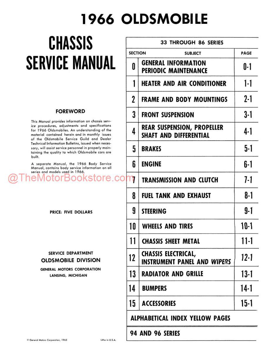 1966 Oldsmobile Shop Manual - Volume 1