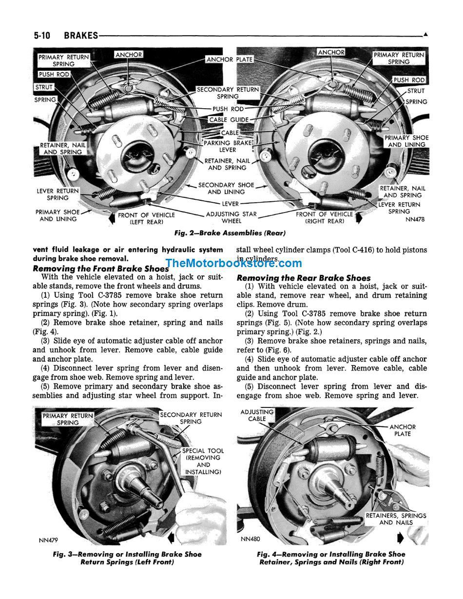 1966 Plymouth Shop Manual Sample Page - Brakes