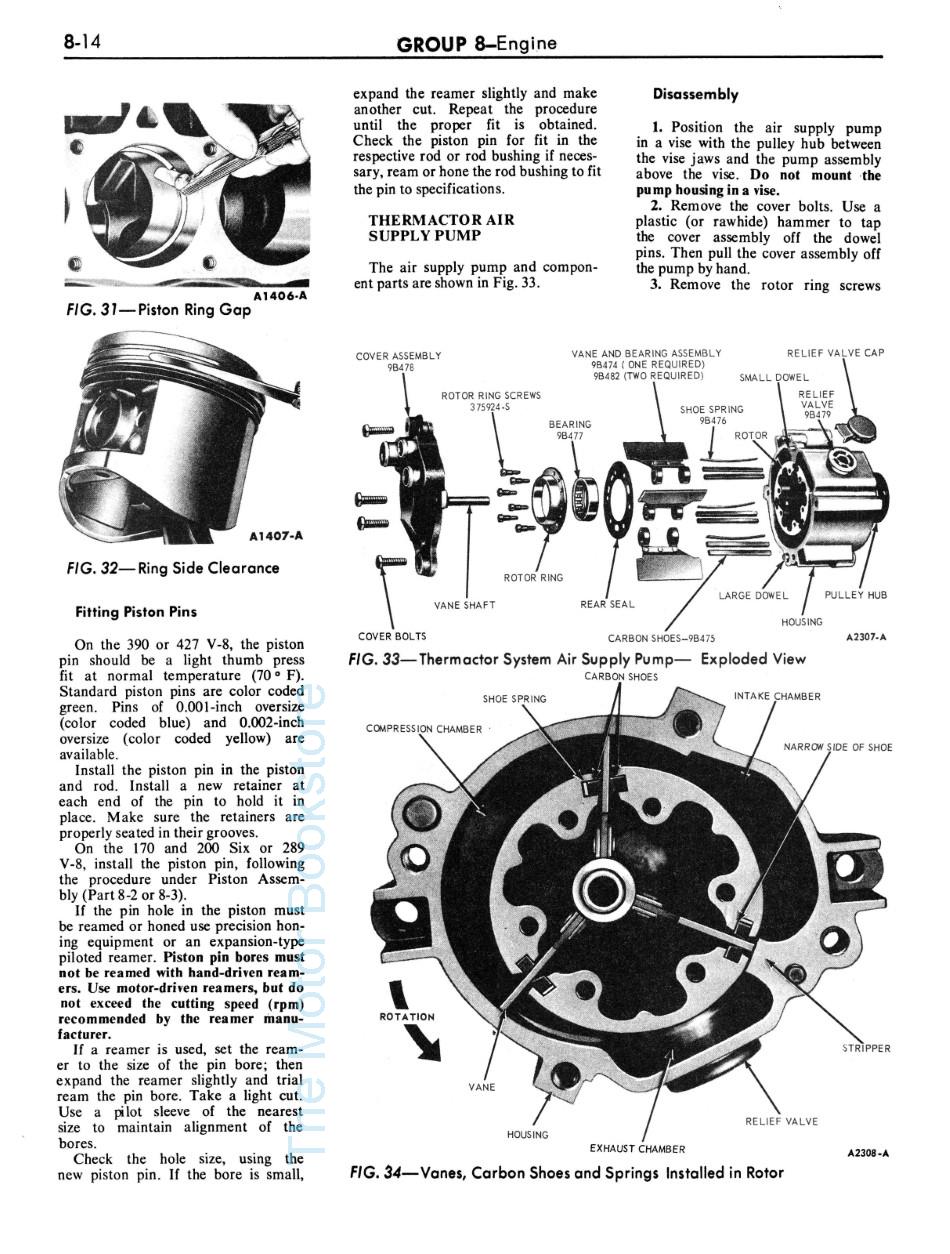 1967 Ford Mustang Shop Manual Sample Page - Engine