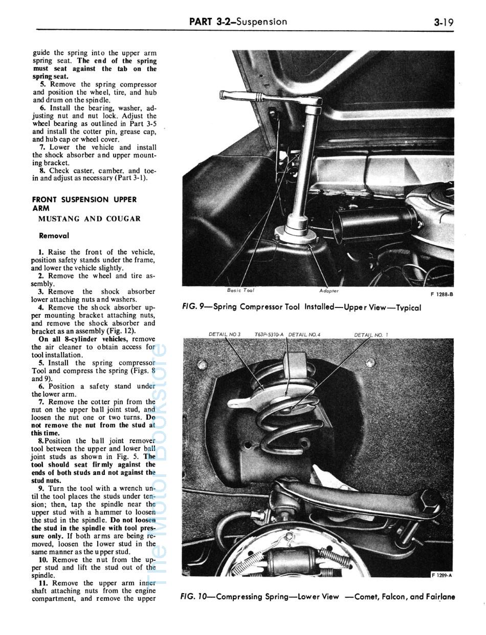 1967 Ford Mustang Shop Manual Sample Page - Suspension