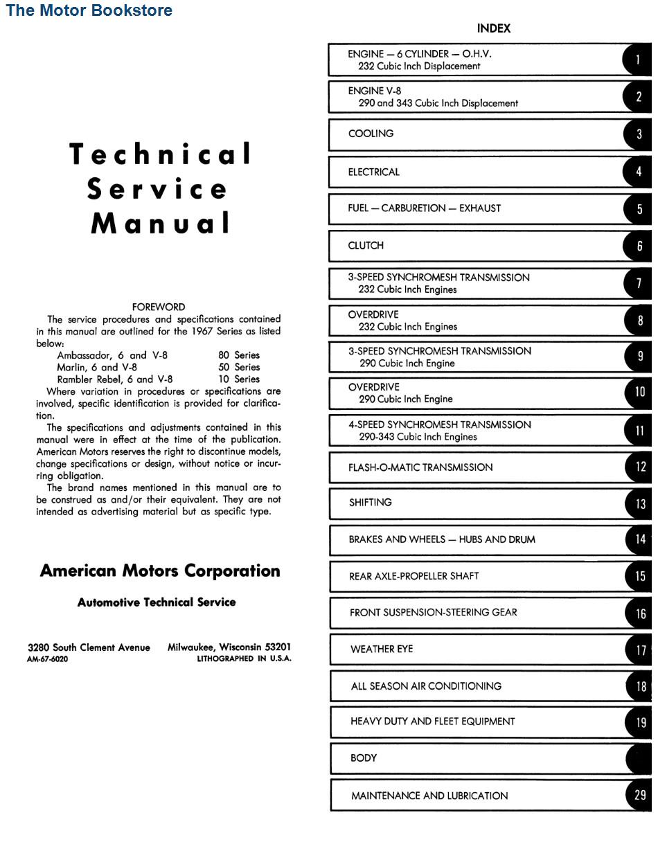 1967 AMC Technical Service Manual - Rambler Rebel, Ambassador and Marlin