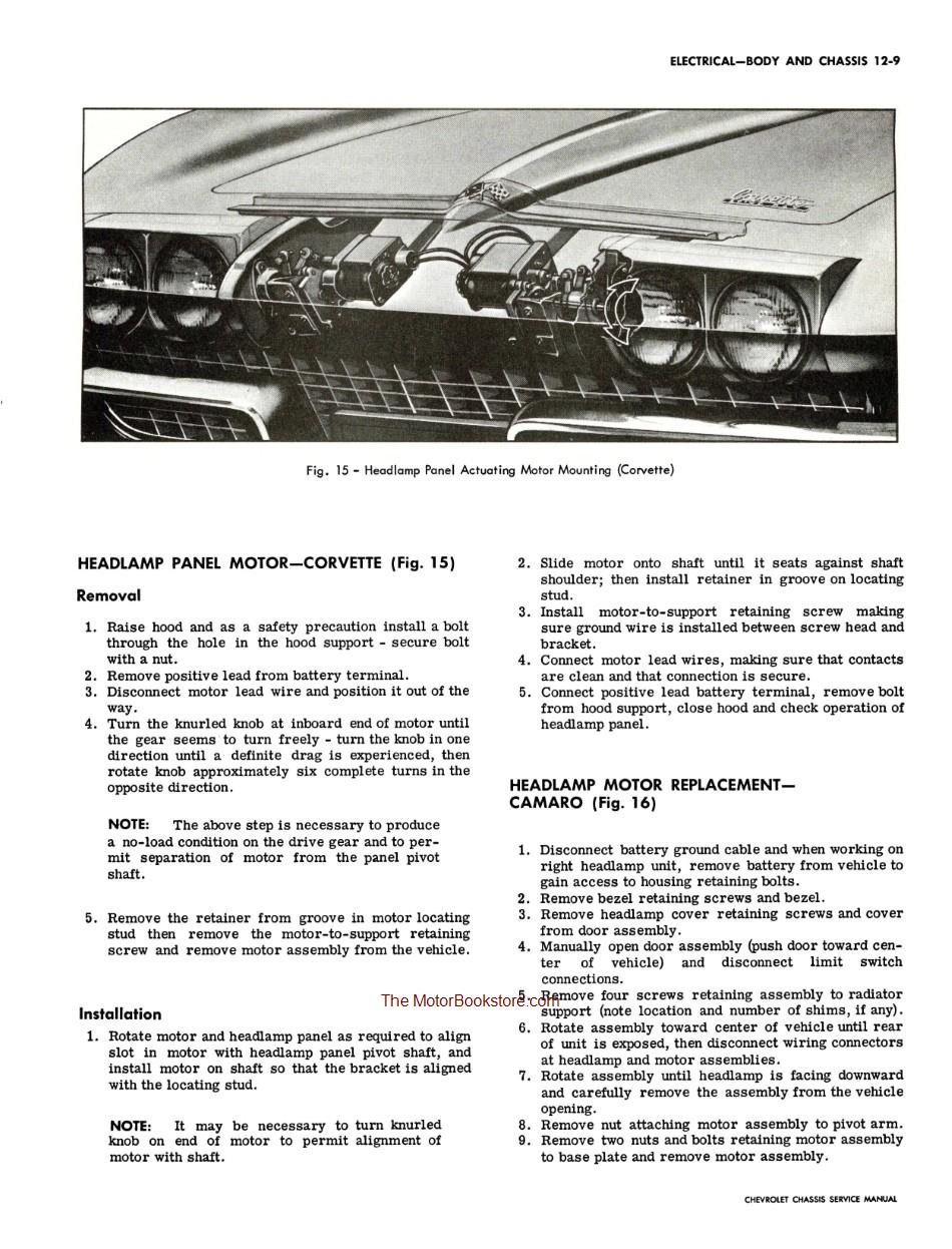 1967 Chevrolet Chassis Shop Manual Sample Page - Headlamp Motor