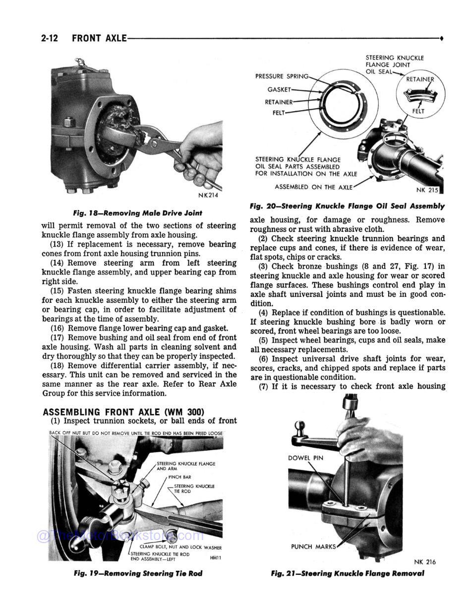 1967 Dodge Truck 100-800 Shop Manual Sample Page  - Front Axle Section