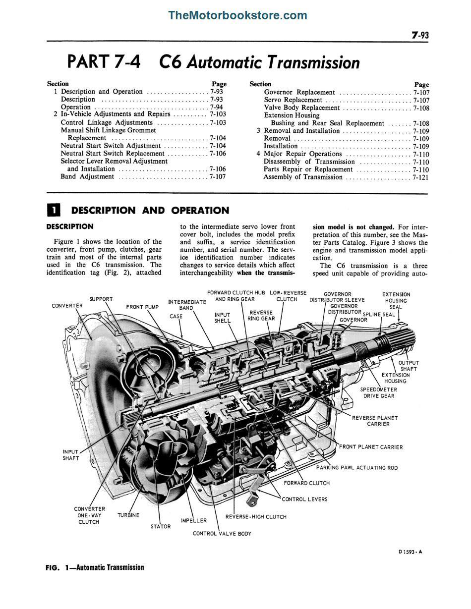 1967 Ford Mercury Shop Manual Sample Page - C6 Automatic Transmission