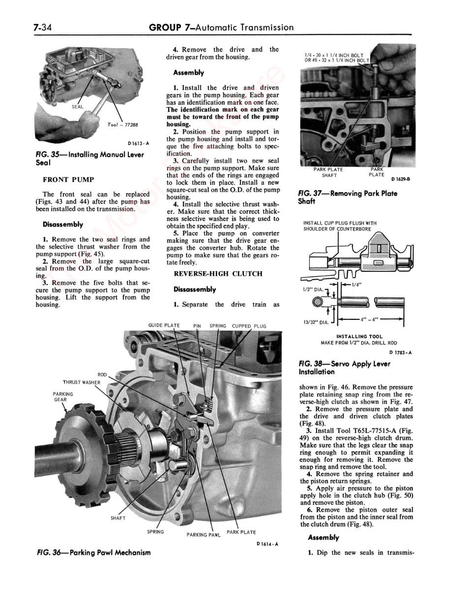 1967 Ford Thunderbird Shop Manual Sample Page - Automatic Transmission