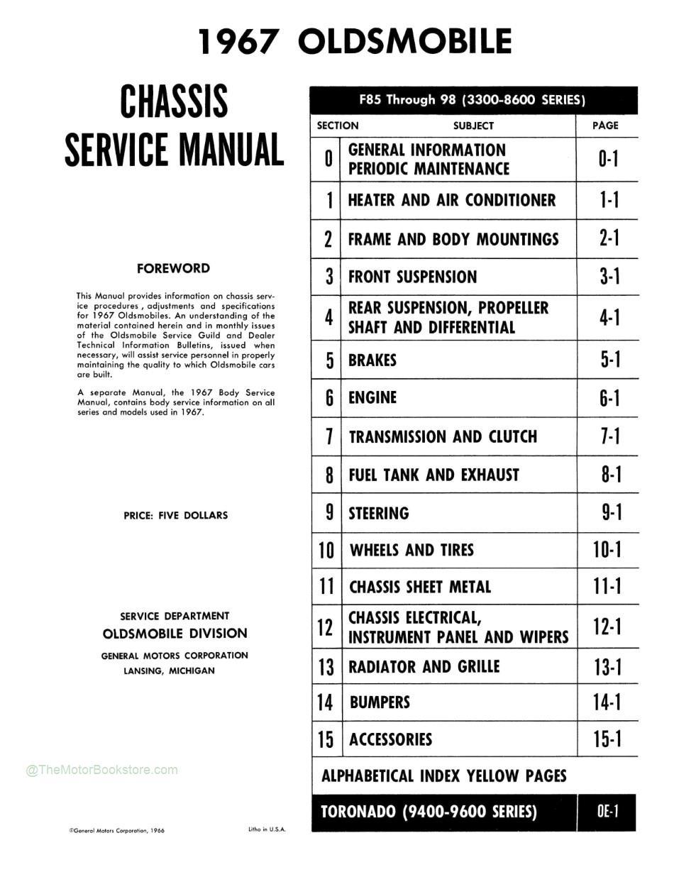 1967 Oldsmobile Shop Manual - Volume 1 1967 Oldsmobile Shop Manual - Volume 1