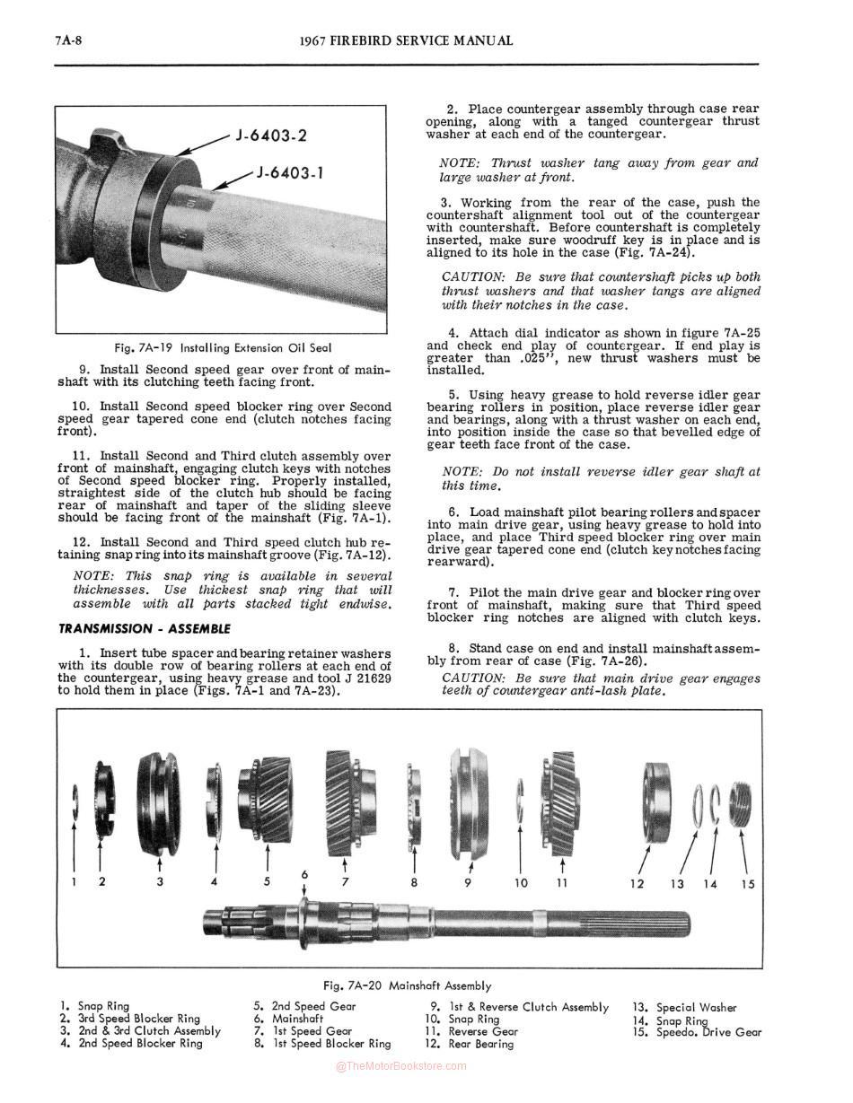 1967 Pontiac Firebird Service Manual Supplement Sample Page - Transmission Section