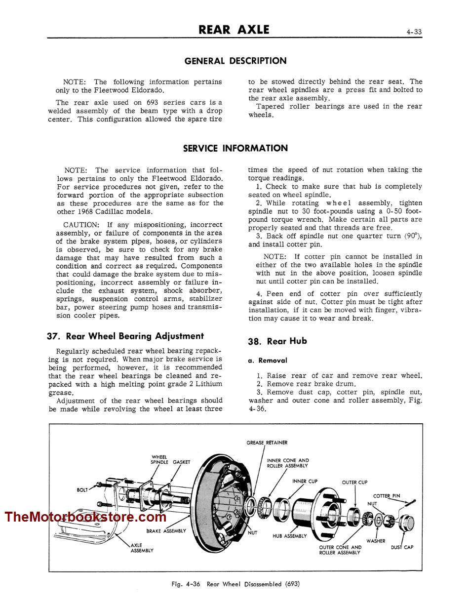 1968 Cadillac Shop Manual Sample Page - Rear Axle