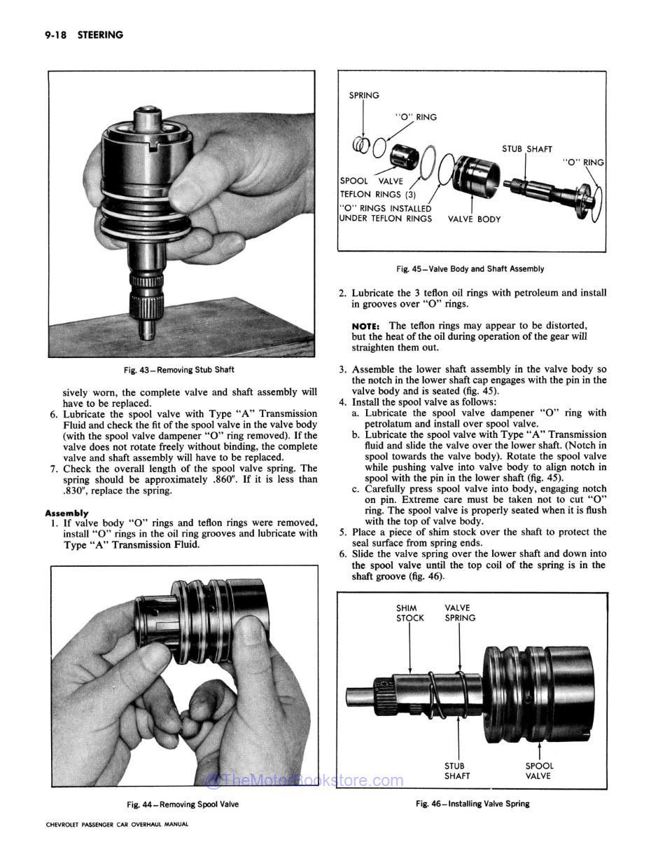 1968 Chevy Car Chassis Overhaul Manual Sample Page - Steering Spool Valve Removal