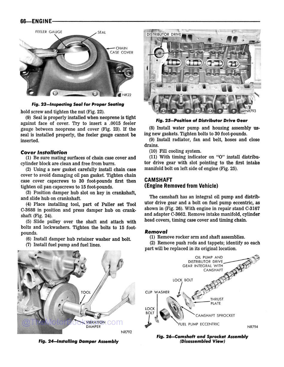 1968 Dodge Truck 100-800 Shop Manual Supplement Sample Page  - Engine Section