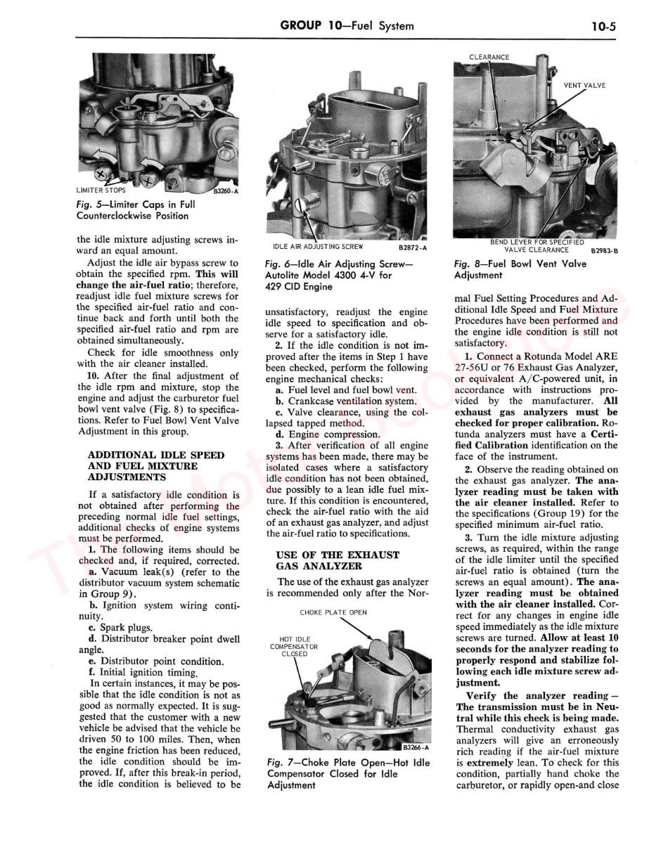 1968 Ford Thunderbird Shop Manual Supplement Sample Page - Fuel System