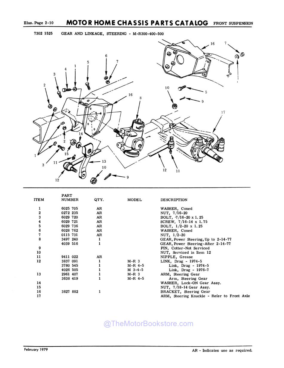 1969 - 1977 Dodge Motor Home Chassis Parts Catalog - Sample Page 3 -  Steering Gear