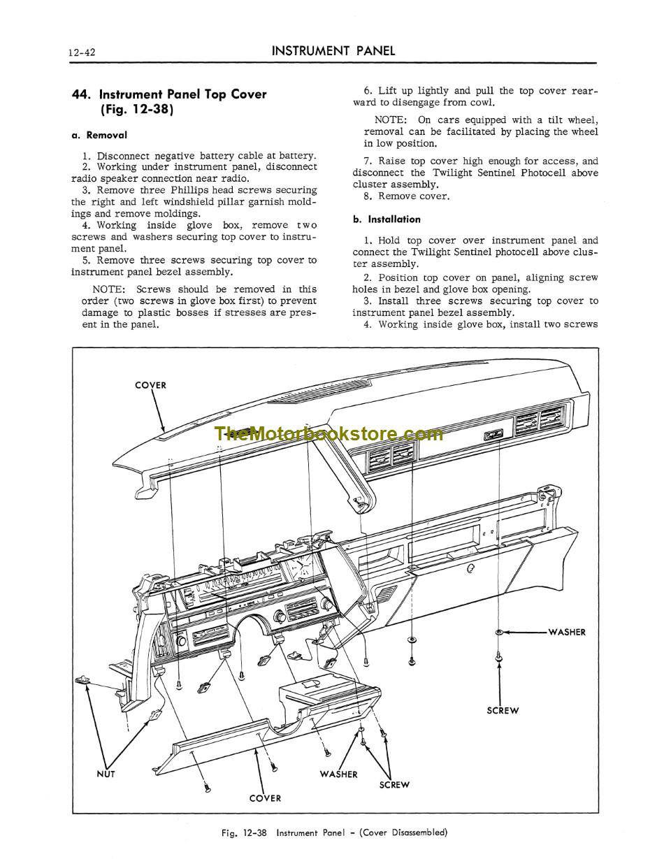 1969 Cadillac Shop Manual Sample Page - Instrument Panel