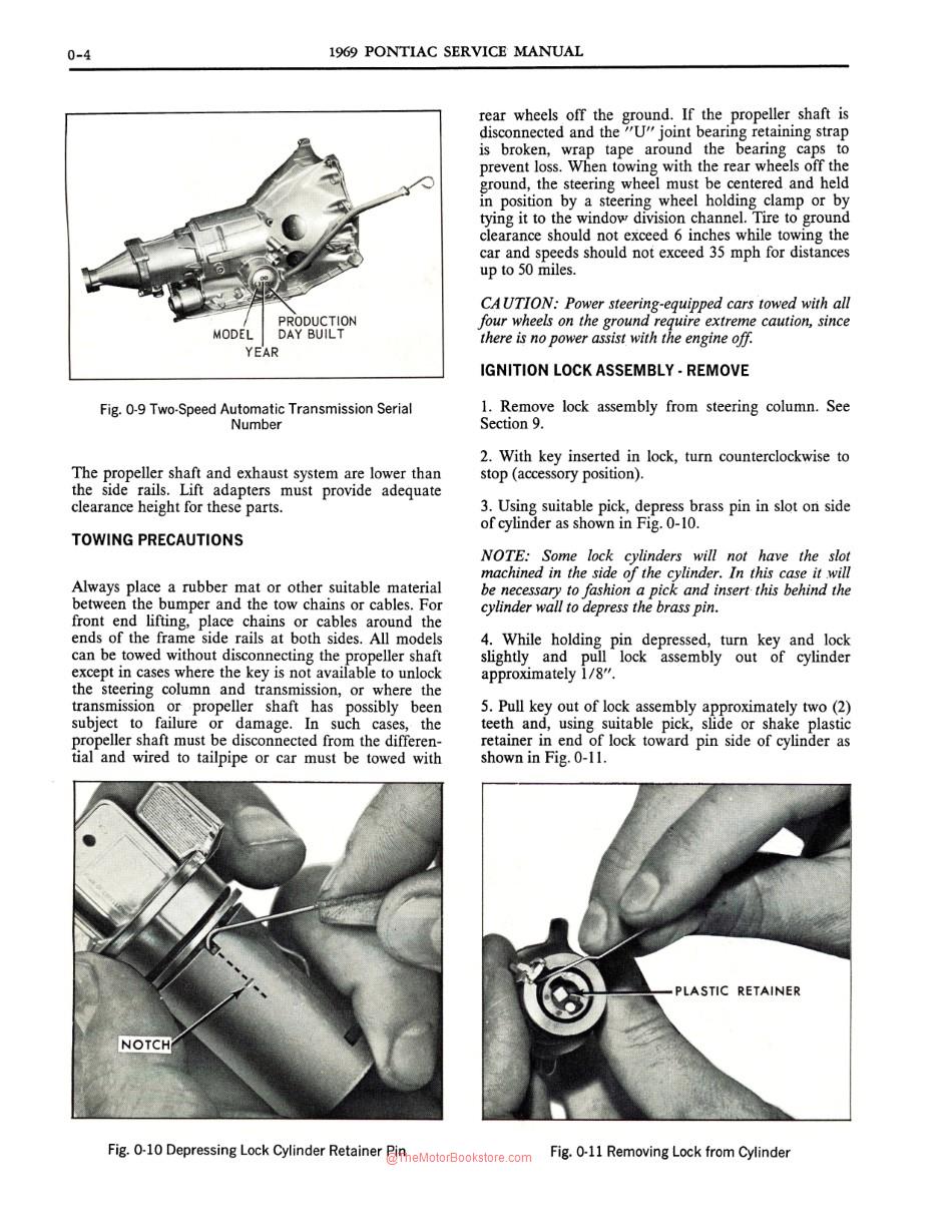 1969 Pontiac Shop Manual Sample Page - Ignition Lock Assembly