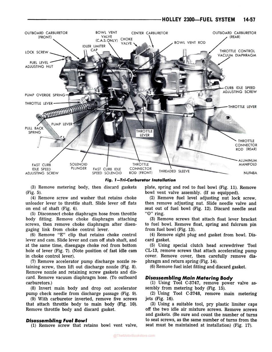 1970 Dodge Charger / Coronet Shop Manual Sample Page - Holley Carburetor