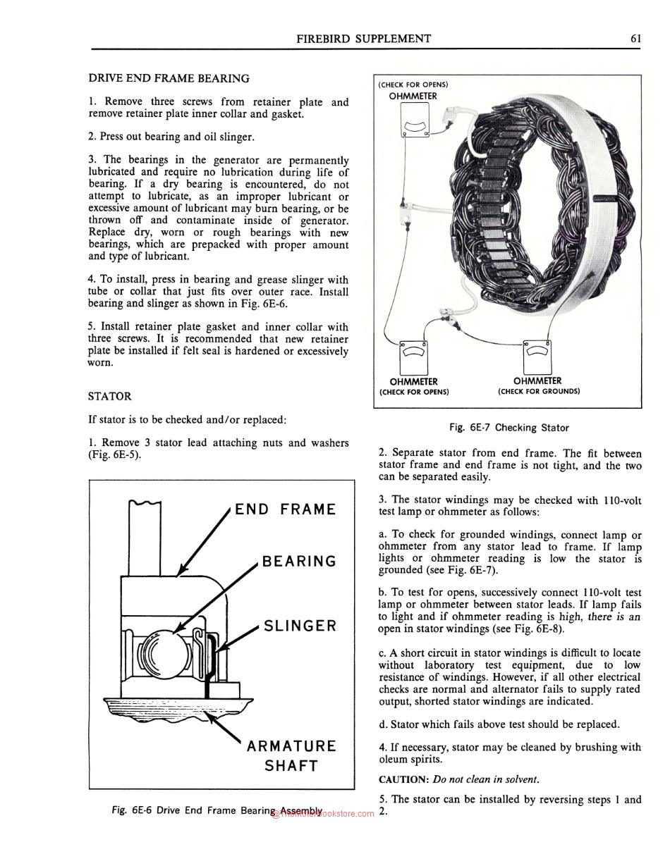 1970 Firebird Shop Manual Sample Page - Checking Stator